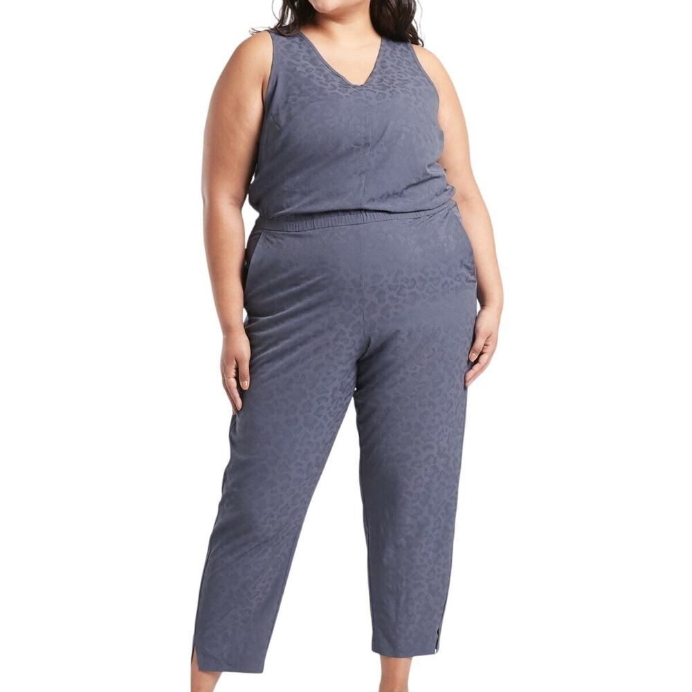 Athleta NWT Brooklyn Textured Jumpsuit Medieval Violet Plus Size 24 Lightweight